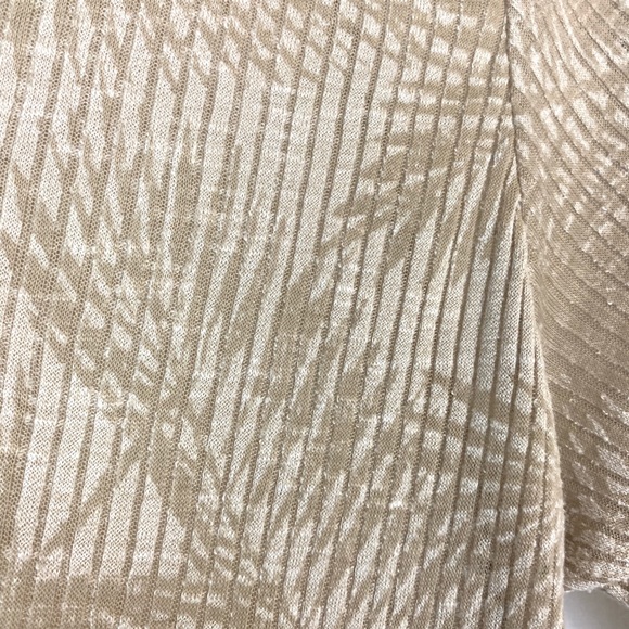 Zara Tan Ribbed Palm Leaf Semi Sheer High Low Top - Picture 6 of 8